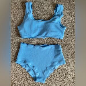 Blue Textured Bikini Set
